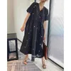 Vestido bordado mujer manga corta ropa de verano estilo elegante moda coreana blusas playa bata larga floral vintage 240305