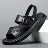 Sandaler Flat Man Summer 2024 Mens Slides Shoes For Men Slippers Buckle Strap Casual Outdoor Round Toe Sandal Male Beach