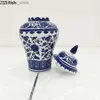 Vasos Chinês IC Cerâmica Vaso Pintado Antigo Azul e Branco Porcelana Arranjo Floral Vintage Home Decor Artesanato Jar Armazenamento L240309