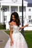 Appliques à col en V sexy perles en dentelle robe de mariée A-Line Off Backless Bridal 2024 Vestidos de Novia yd