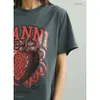 女性用Tシャツストロベリーレタープリントティーシャツ女性服oネック半袖Tシャツトップ女性ファッションシックコットンTシャツ夏766