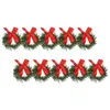 Flores decorativas 10 pçs natal pequena grinalda porta ornamentos decoração guirlanda querida mesa anéis pinhas para pilares