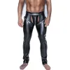 Pantolon Mens Pants PU Deri Pantolonlar Gotik PVC Wetlook Partisi Gece Aşaması Dans Kulübü Erkek Uzun Pantolon Ön Açık Sweat Tofes