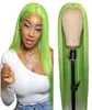 Long Straight Synthetic Lace Front Wig for Black Women middle part greenpinkblue Purple Color machina made Wigs natural scalp c1696588