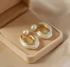 Boucles d'oreilles pendantes en argent sterling 925 plaqué or 14 carats avec perles pour femmes et filles