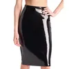 Skirts Stretch Slim Faux Latex Skirt Women High Waist Sexy Bodycon Shiny Patent Leather Pencil Hem Back Split Clubwear Custom