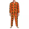 Vêtements de nuit pour hommes Pyjamas effrayants de sorcière effrayante Homme Halloween Imprimer Mignon Chambre Printemps 2 pièces Ensembles de pyjama graphiques surdimensionnés décontractés