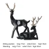2st Geometric Couple Deer Statue Elk Figur Harts Sculpture Home Living Room Tablett Prydnad Juldekoration Gift 240304