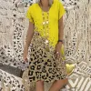 Dress Leopard Print Womens Dresses 2023 Party Dress Female Summer Fashion Sexy Mini Skirts Y2k Clothing Loose Ladies ONeck Pullover