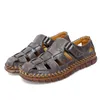 Sandalen Sandale 91 Echtes Leder für Herren Runde Zehen Leichte Bequeme Trendige All-Match-Atmungsaktive Mode Rutschfeste Schuhe Sommer Main