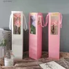 Geschenkpapier 10 Stück Blumenbeutel Band Geschenkbox Fenster Transparenter Einzelstielbeutel für Muttertagssträuße Valentinstag Handheld-Tasche T240309