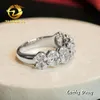 Zuanfa Jewelry Lady Anelli di fidanzamento di lusso Anello in argento sterling 925 con moissanite Anello mezza eternità Anello con diamante moissanite a taglio ovale