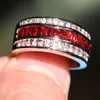 Size 8-12 Fashion Jewelry Antique Jewelry Men Garnet Diamonique Cz Diamond Gemstone 10KT White Gold Filled Wedding Band Ring gift 279C