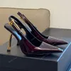 Sandały designerskie nowe skórzane slingback sandały sandały sztyletowe pięta klamra klamra skórzana podeszwa sukienka butów damskie luksusowe impreza gumy wieczorne buty wieczorne