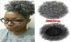 Kort Pretty DrawString Ponytail Human Hair Silver Grey Ponytail Gray Curly Afro Puff Pononyil Clip in Silver Grey 10inches4542037