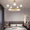 Lustres modernos coroa de luxo led candelabro bola de vidro iluminação criativa design para crianças quarto sala estar menino meninas lâmpada