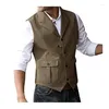 Men's Vests Selling Suit Vest Boutique Wool Tweed Slim Fit Autumn Cotton Male Gentleman Business Waistcoat For Wedding GroomsmenA