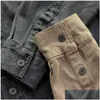 Men'S Casual Shirts Spring Shirt Coat For Men Military Style Cargo Jacket Quilted Vintage Army Male Top Clothing Drop Delivery Appare Dhidb