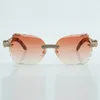 New factory direct sales mini full inlaid cut lenses with micro-praved diamond sunglasses 8300817 natural peacock wood leg sunglasses 18-135mm