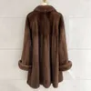 Purple Label Velvet Fur Women's Mid Length Fashionable Full Mink Coat Roll Up Sleeves 2023 New 376521