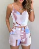 Two Piece Dress Women's Summer Print Halter Slim Suit Shorts For Women T240309