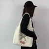 Berets Literature Cherry Print Tote Open Shopping Bag For Lady Canvas Shoulder Women Students Cotton Cloth Eco Shopper