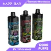 Happ Bar Puff 12000 12K E Cigarette Disposable Vape 20 ml Förfyllda vagnar 12K Puffs 12000 Vapers Desechables Display Skärmstång 2% 5% vapes