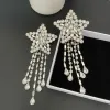 Pendard en cristal exagéré glousses grandes boucles d'oreilles broche Clip d'oreille en argent Femmes Europe Amérique Tendances de bijoux