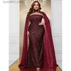 Urban Sexy Dresses Plus Size Luxurious Axless Cape Wedding Shiny Long Evening Gown 5xl6xl Big Size Bankett Festlig paljettklänning för kvinnor L240309