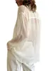 Camicette da donna Camicetta trasparente con bottoni Top Y2K Colletto con bavero Manica lunga T-shirt a rete vintage Streetwear
