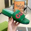 Top Men's Women's Rubber Designer Slippers Shoes Summer Letter One line Slippers Fashion New Thick Sole Couple Round Head Letter Sandals
