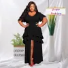 Dresses WSFEC XL5XL 2023 African Plus Size Dresses for Women Clothing Spring Summer Slim Ruffles Split Short Sleeve Party Evening Dress