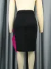 Rok Dames Zwarte Rok Roze Ruches Uitgesneden Hoge Taille Knielengte Rokken Bodycon Modieuze Club Party Outfits Herfst 2023 Nieuw