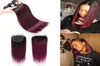 New Arrive Peruvian Burgundy Hair Weave With Closure Straight Two Tone Ombre 1B 99J Wine Red Human Hair Bundles And Lace Closures1130378