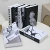 Oggetti decorativi Figurine Aperto decorazione di moda di lusso libro falso simulazione scatola di libri fotografia tavolino modello camera hotel villa decorazione della casa T240309