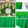 14FT Tule Tafelrok Groene Tutu Doek voor Kinderen Verjaardagsfeestje Ronde Tafels Kerst Home DecorationL 14ft H30in 240307