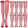 Femmes chaussettes à rayures douces 3 paires bas blancs verts avec une élasticité élevée pour la fête de la scène de Noël des vacances