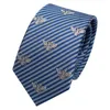 Cravates de cou Designer Nouvelle broderie personnalisée Bleu Diagonal Stripe Tie Bee Formel Business Casual Mode Cravate pour hommes 38AG