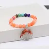 Charm Bracelets Gem Natural Stone Bracelet Beads 7 Chakra Pink Quartz Amethys Tree Of Life & Bangles For Women GB012