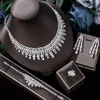 Ingegnoso 4 pezzi Set completo di gioielli da sposa con zirconi per le donne Party Luxury Dubai Nigeria CZ Set di gioielli da sposa in cristallo 240228