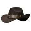 Bull Ox Head Leather Band Vintage Women Men Kid Child Wool Wide Brim Cowboy Western Hat Cowgirl Bowler Cap 61cm57cm54cm 240228