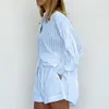 Dames blouses temperament shirt jacquard 2024 herfst/winter gestreepte gepofte mouw shorts pendelaar ontwerp sense casual pak