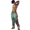 Stage Wear Hommes Chanteur Disco Dance Costume Performance Costume Imprimer Cosplay Spandex Stretch Deux Pièces Costumes