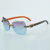 Fashionable micro cut lenses with full inlaid micro diamond sunglasses 8300817 high-quality natural orange wood leg sunglasses, size 60-18-135 mm