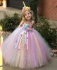 Dziewczyny Flower Tutu sukienka dla dzieci szydełkowana sukienka z paskiem tiulowym suknia balowa z stokrotką Wstążki dla dzieci kostium 9735126