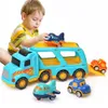 Camión de transporte de fundición a presión, vehículo de ingeniería, mezclador, camión de transporte, juego de juguetes, muñecas educativas para niños, regalo de Navidad 240223