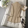 Herbst Winter Jacke Frauen Lange Blazer Khaki Kaffee Schwarz Büro Damen Formale Jacke Business Arbeit Tragen Mantel Weibliche Oberbekleidung 240227