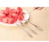 Forchette Forchetta da frutta creativa coreana in acciaio inossidabile Stoviglie occidentali Piccola torta snack a due denti