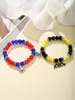 Charm Bracelets 2 Pcs Of Couples Fashion All-matching Yellow And Red Beaded Pendant Elastic Retractable Heart Shape Magnetic