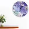 Wall Clocks Watercolor Flower Purple Chrysanthemum Kitchen Desktop Digital Clock Non-ticking Creative Childrens Room Watch